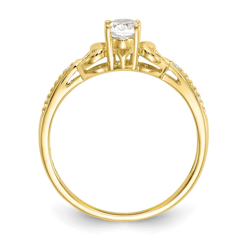 10K Yellow Gold White Topaz and Real Diamond Ring