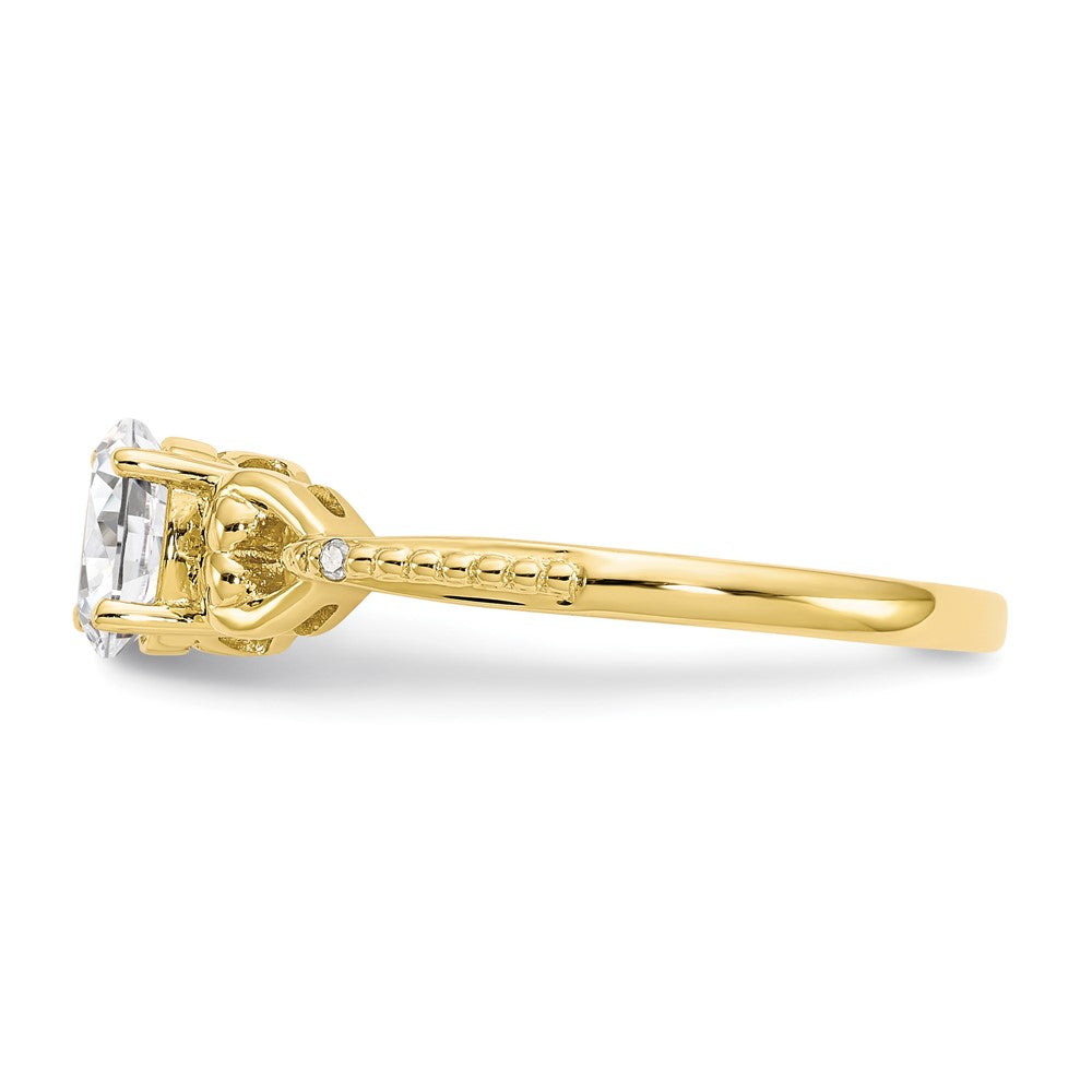 10K Yellow Gold White Topaz and Real Diamond Ring