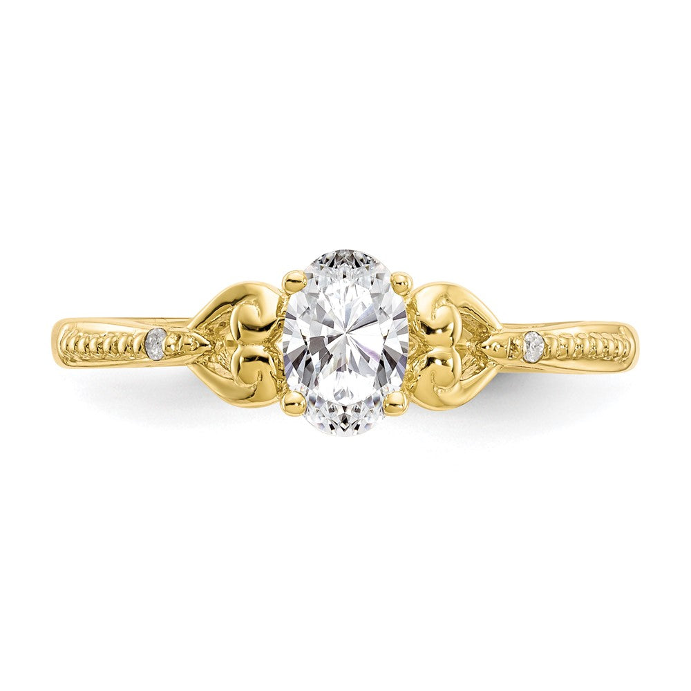 10K Yellow Gold White Topaz and Real Diamond Ring