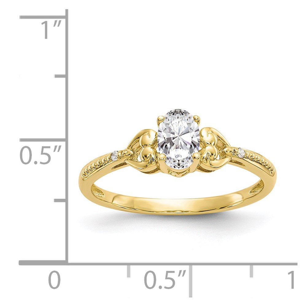 10K Yellow Gold White Topaz and Real Diamond Ring