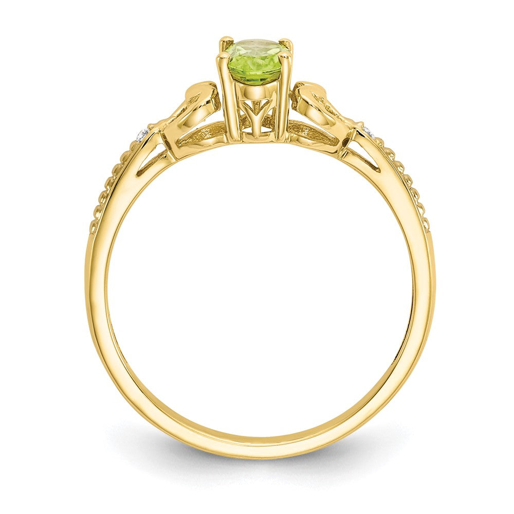 10K Yellow Gold Peridot and Real Diamond Ring