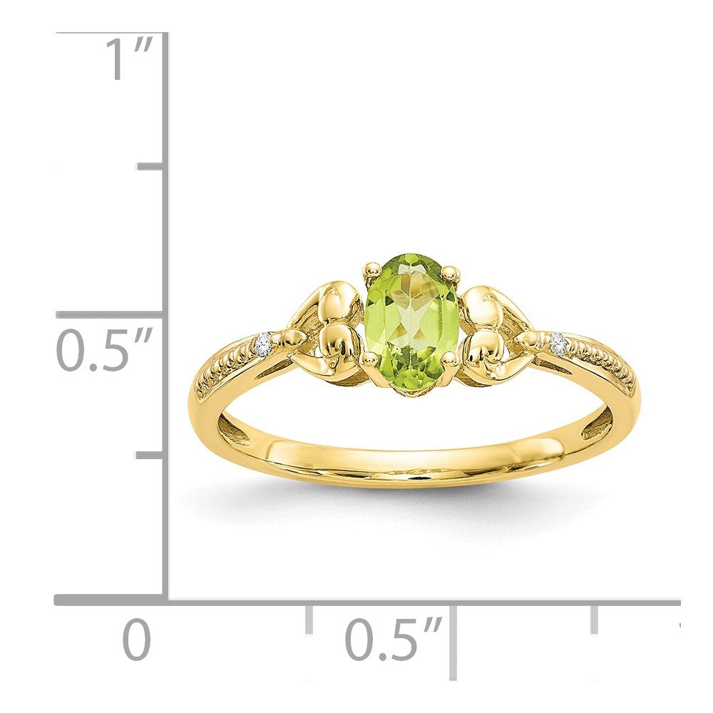 10K Yellow Gold Peridot and Real Diamond Ring