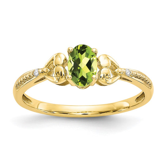 10K Yellow Gold Peridot and Real Diamond Ring