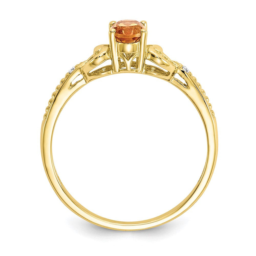 10K Yellow Gold Citrine and Real Diamond Ring