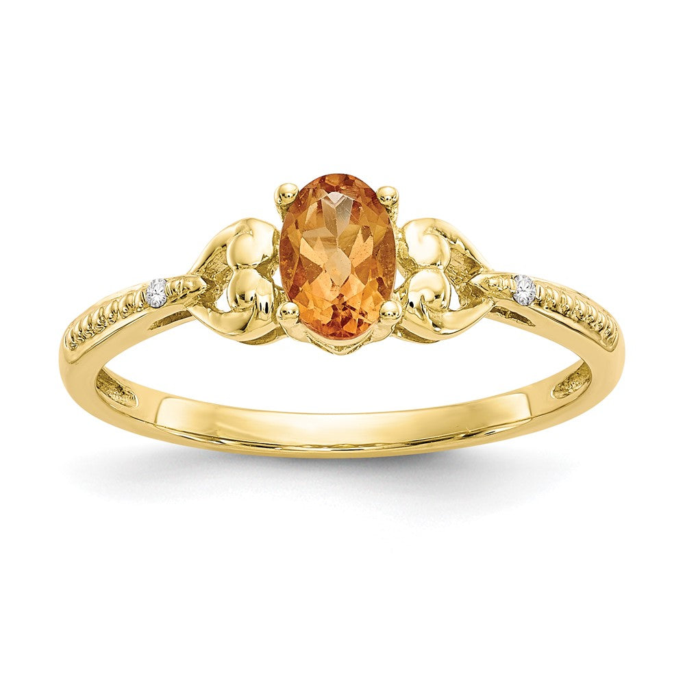 10K Yellow Gold Citrine and Real Diamond Ring