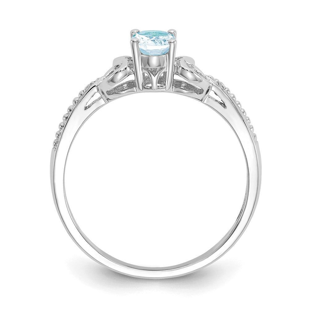 14K White Gold Aquamarine and Real Diamond Ring