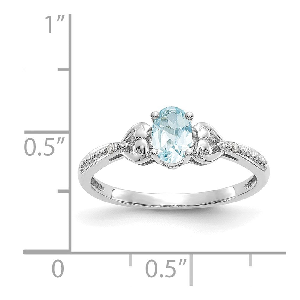 14K White Gold Aquamarine and Real Diamond Ring