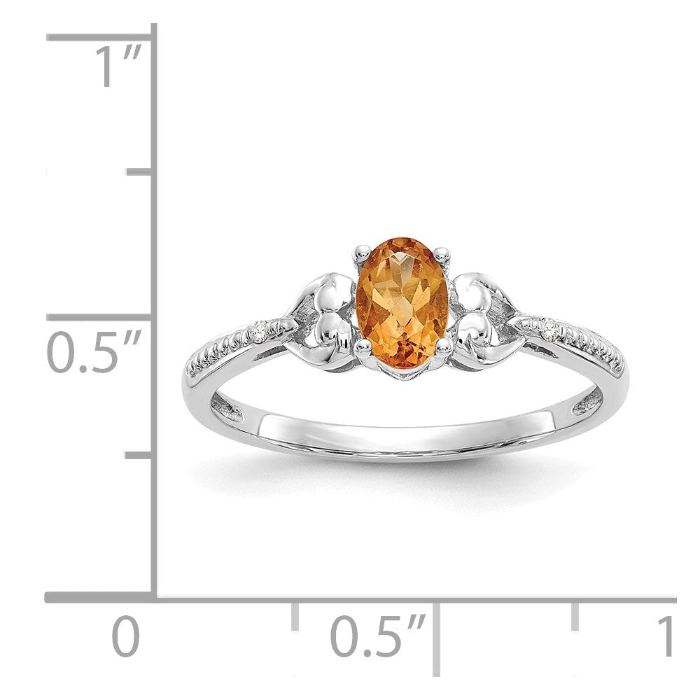 14K White Gold Citrine and Real Diamond Ring