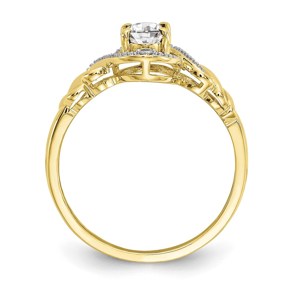 10K Yellow Gold White Topaz and Real Diamond Ring