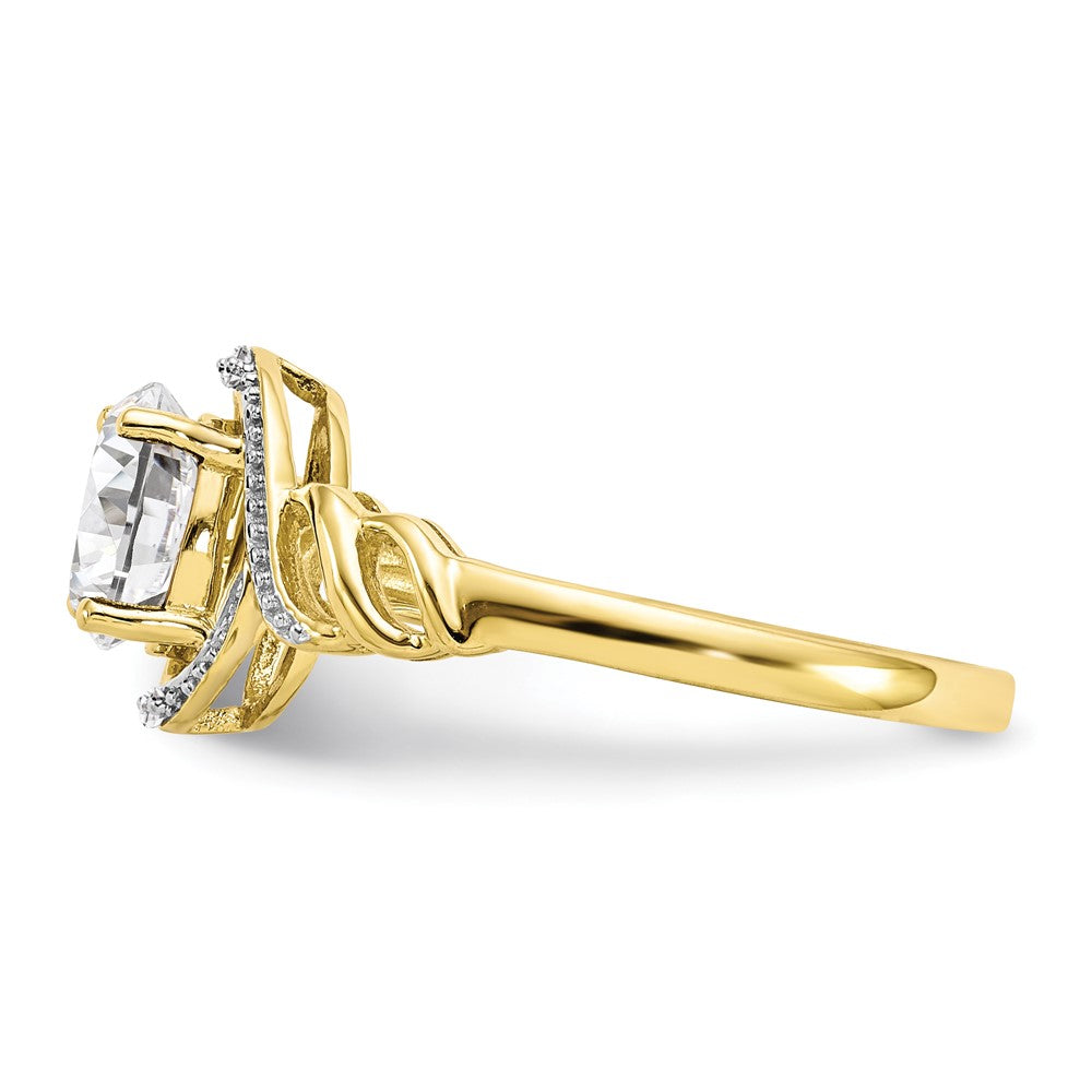 10K Yellow Gold White Topaz and Real Diamond Ring