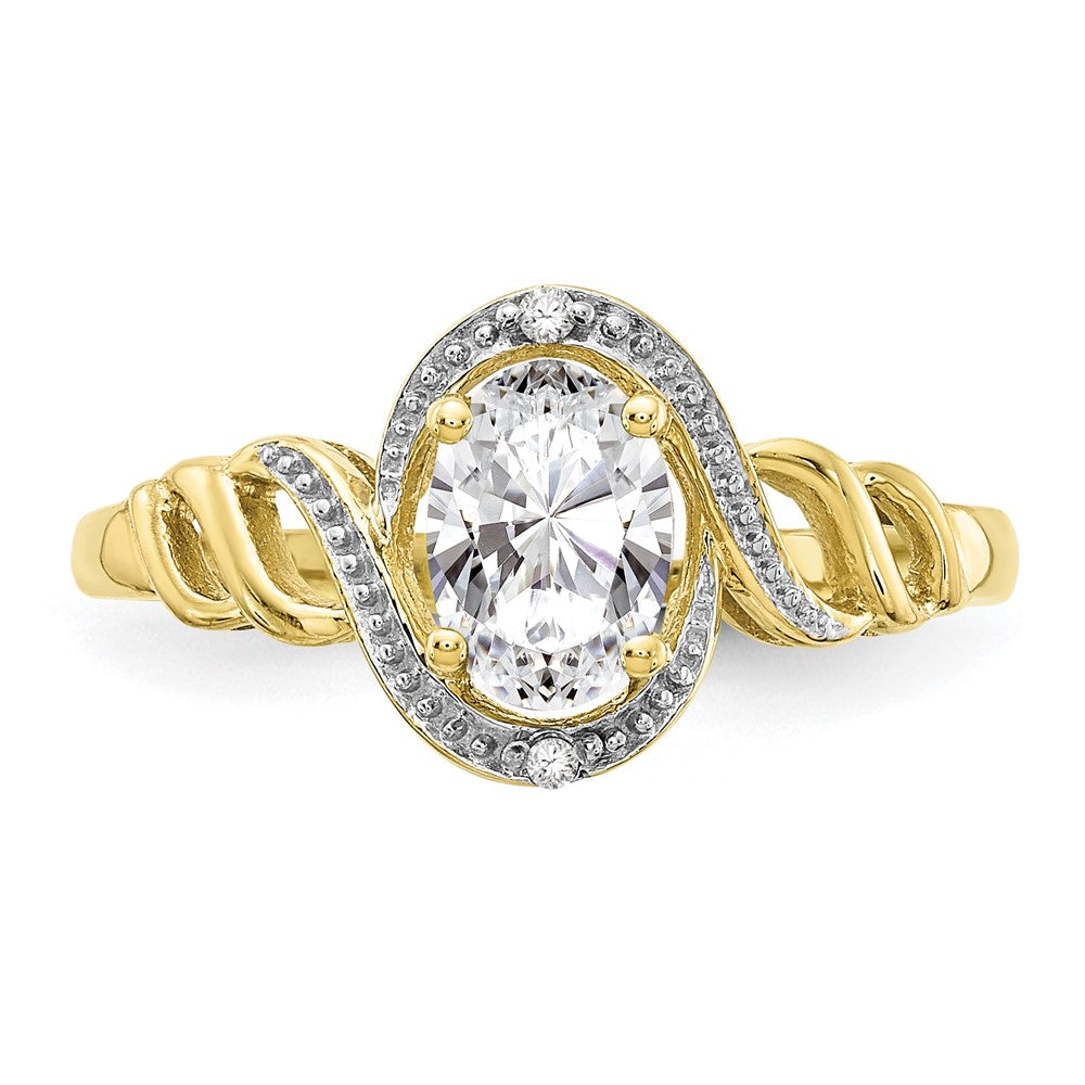 10K Yellow Gold White Topaz and Real Diamond Ring