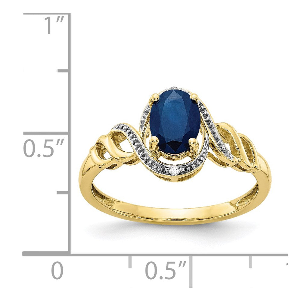 10K Yellow Gold Sapphire and Real Diamond Ring