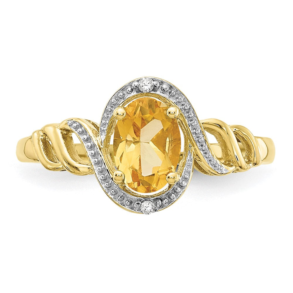 10K Yellow Gold Citrine and Real Diamond Ring