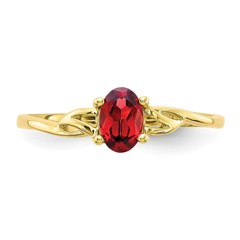 10K Yellow Gold Polished Geniune Garnet Birthstone Ring