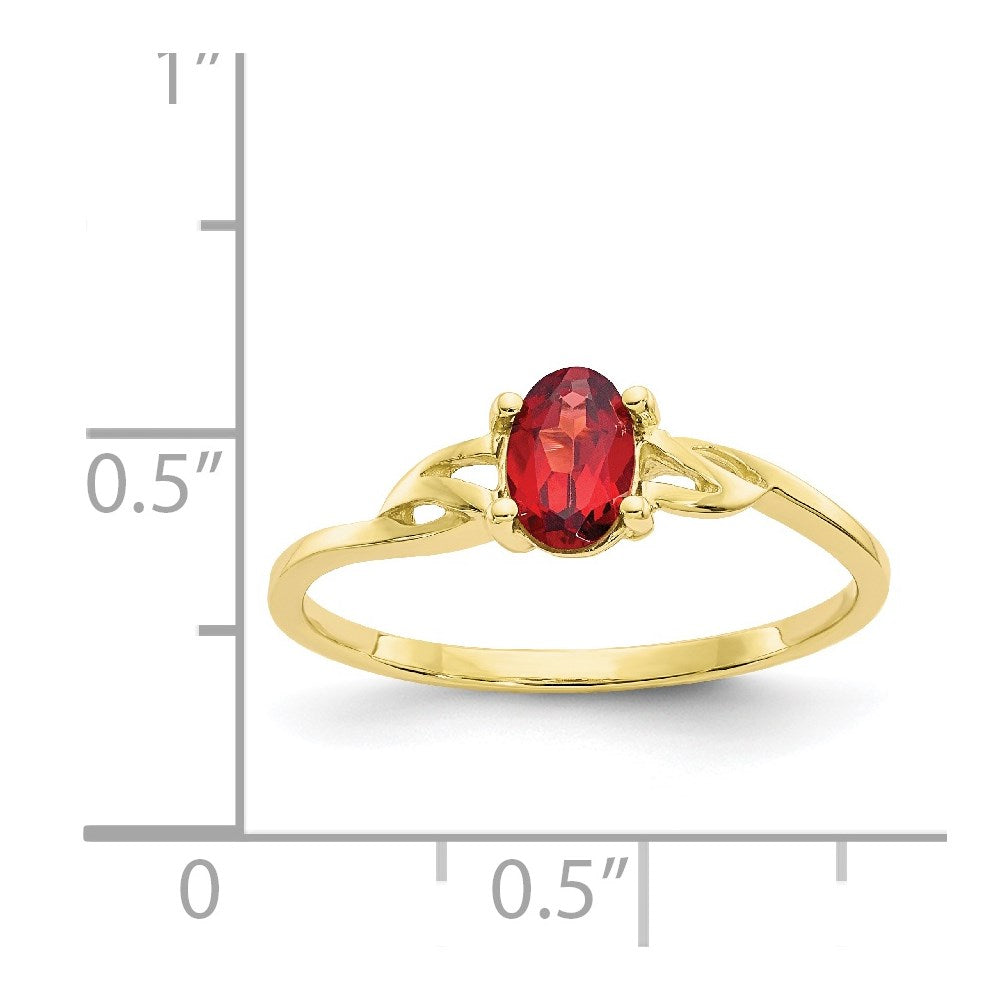 10K Yellow Gold Polished Geniune Garnet Birthstone Ring