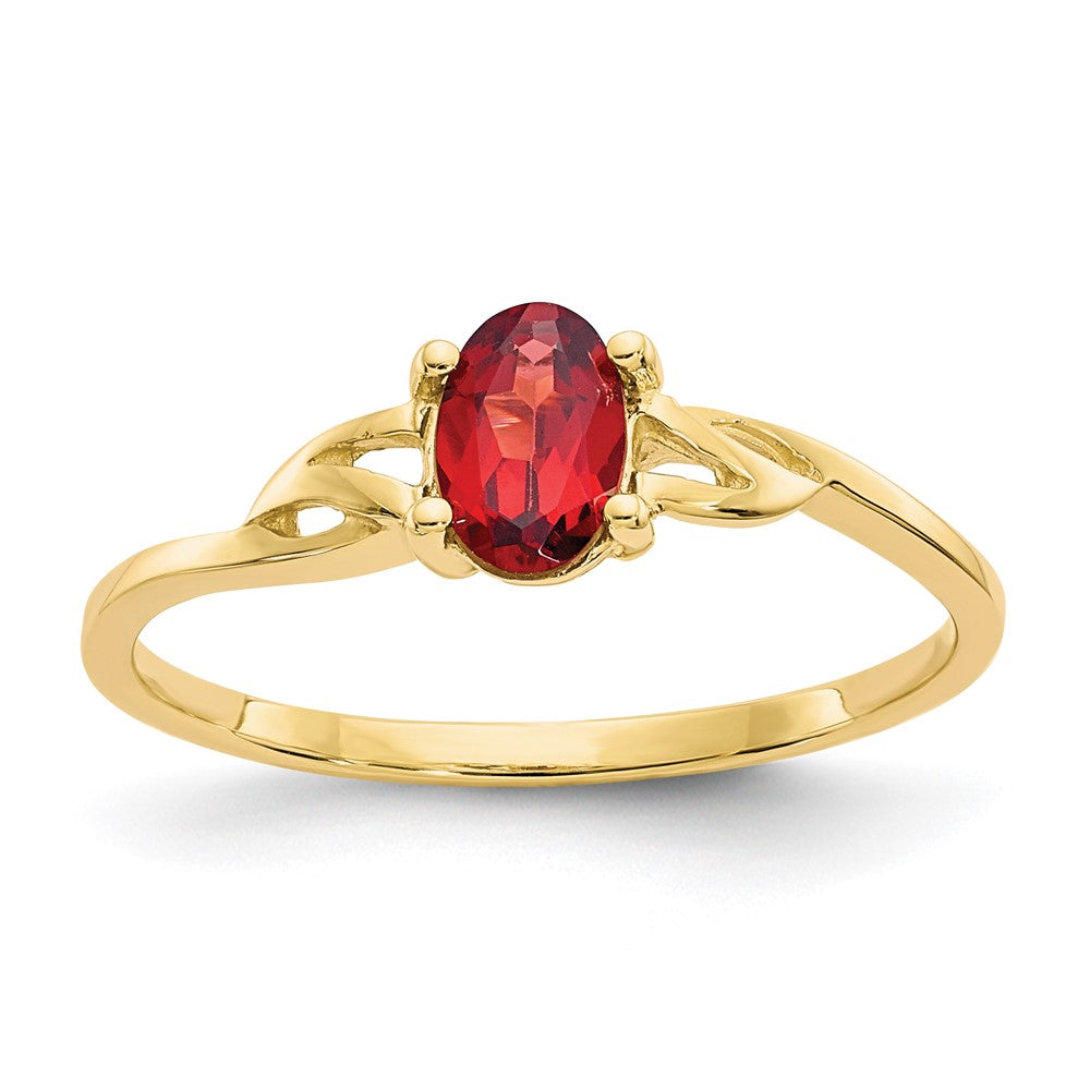 10K Yellow Gold Polished Geniune Garnet Birthstone Ring