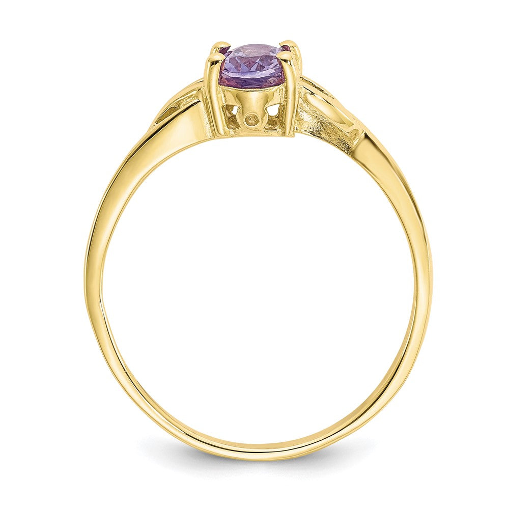 10K Yellow Gold Polished Geniune Amethyst Birthstone Ring