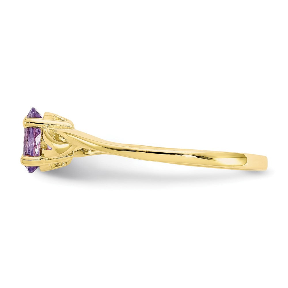 10K Yellow Gold Polished Geniune Amethyst Birthstone Ring