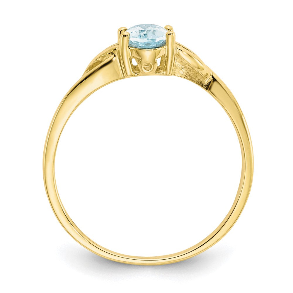 10K Yellow Gold Polished Geniune Aquamarine Birthstone Ring