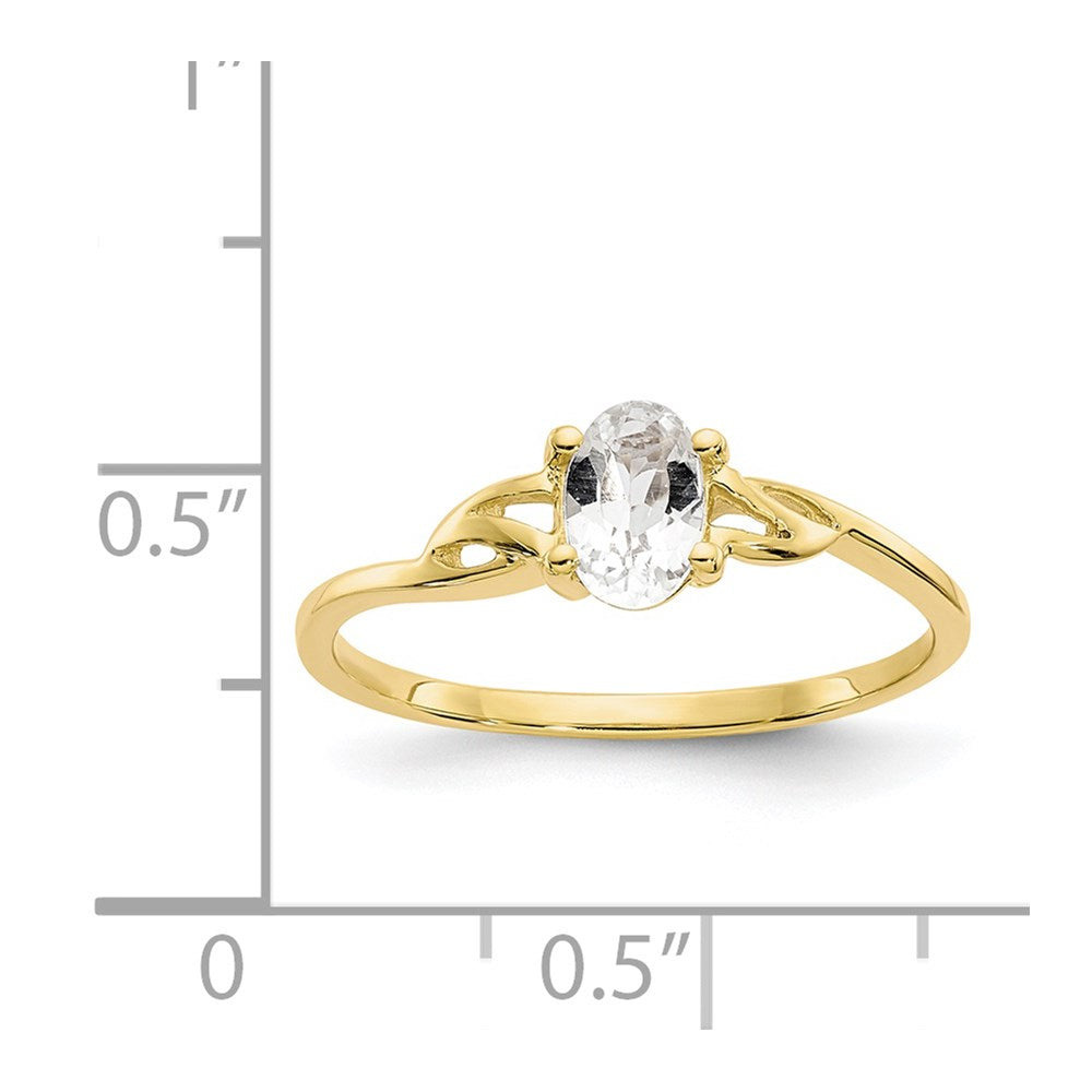 10K Yellow Gold Polished Geniune White Topaz Birthstone Ring