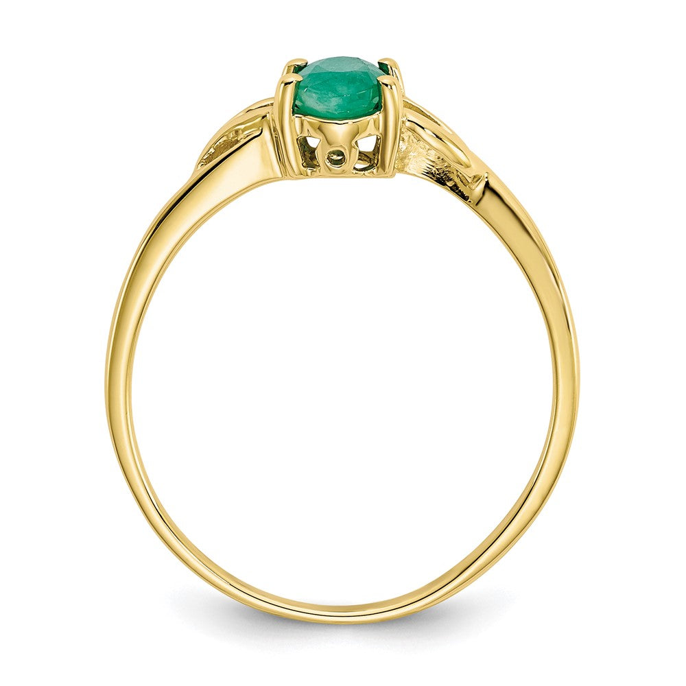 10K Yellow Gold Polished Geniune Emerald Birthstone Ring