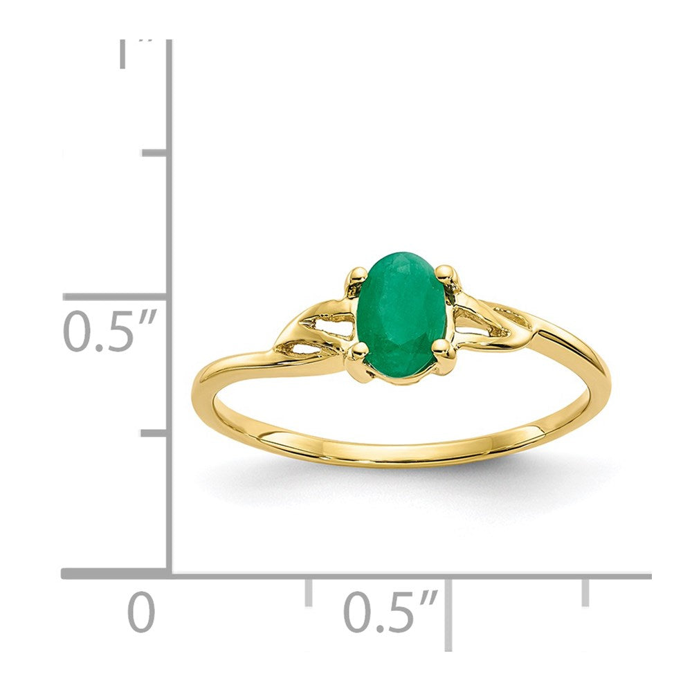 10K Yellow Gold Polished Geniune Emerald Birthstone Ring