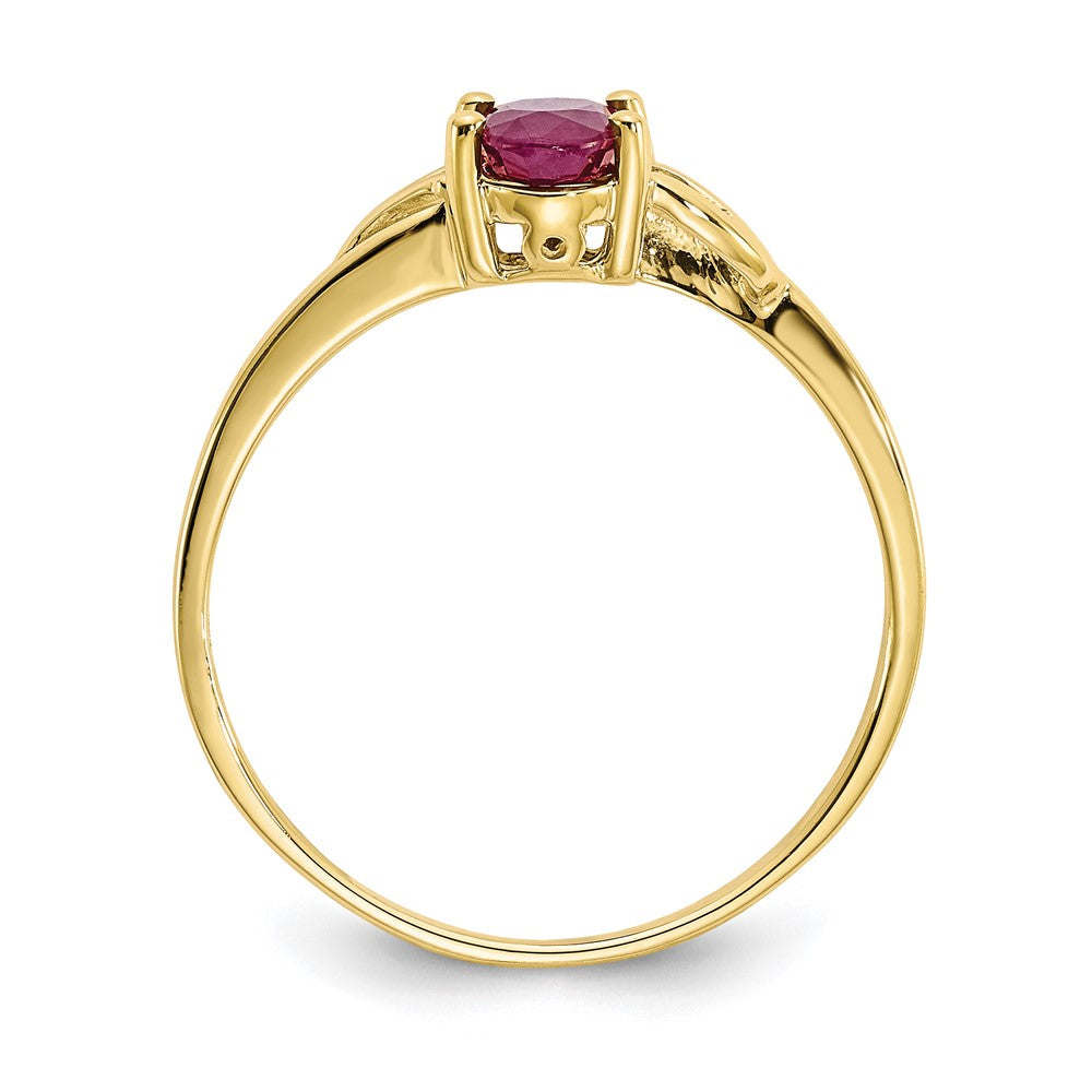 10K Yellow Gold Polished Geniune Ruby Birthstone Ring