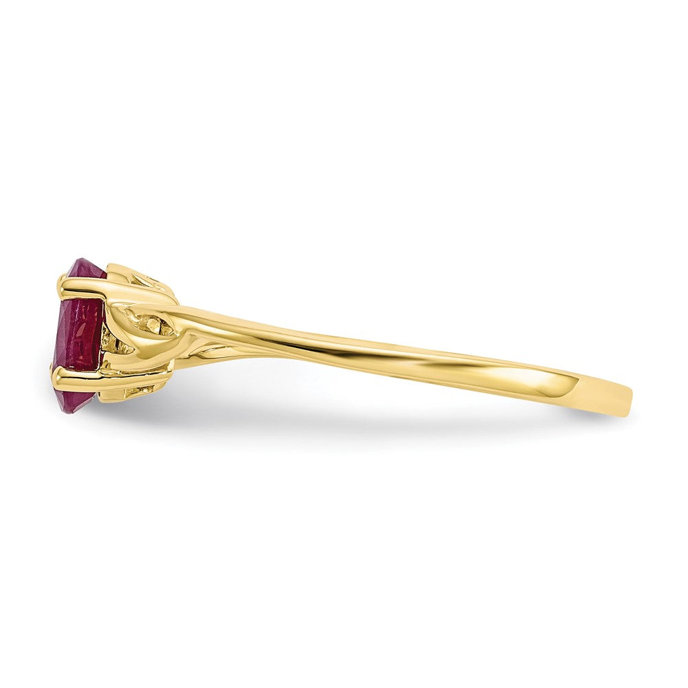 10K Yellow Gold Polished Geniune Ruby Birthstone Ring