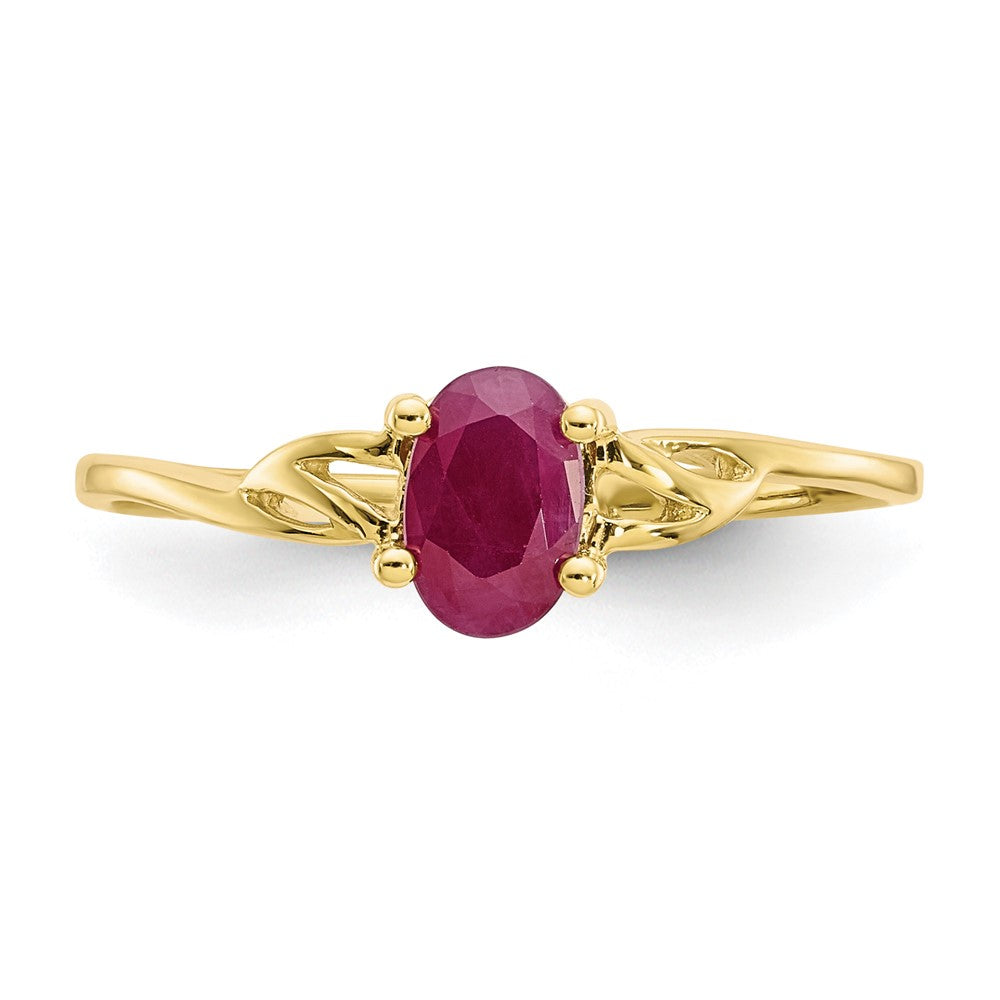 10K Yellow Gold Polished Geniune Ruby Birthstone Ring