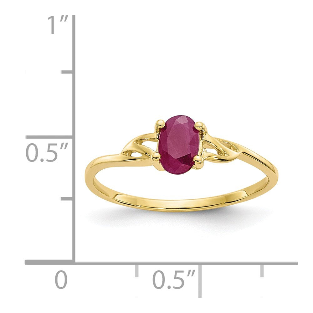 10K Yellow Gold Polished Geniune Ruby Birthstone Ring