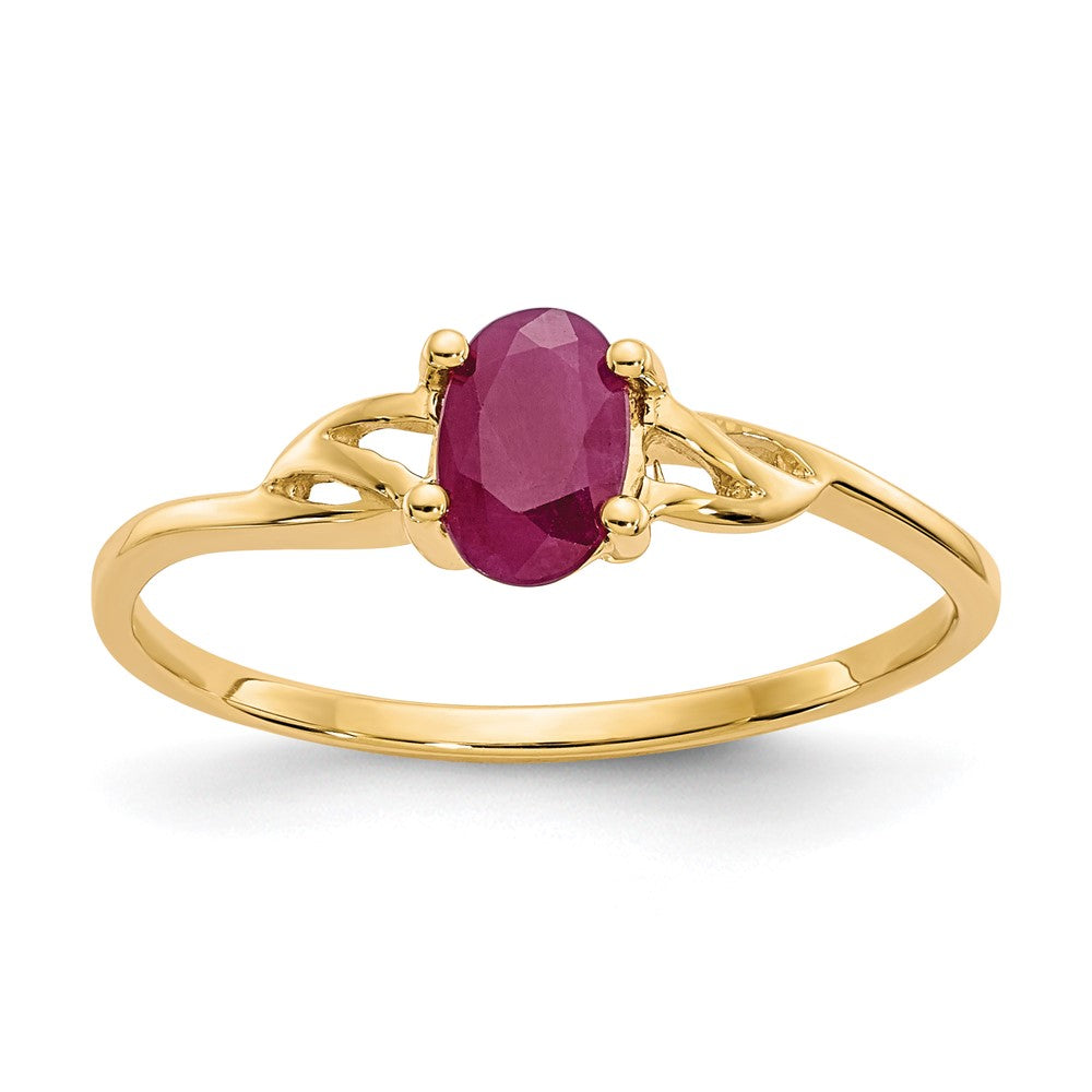 10K Yellow Gold Polished Geniune Ruby Birthstone Ring