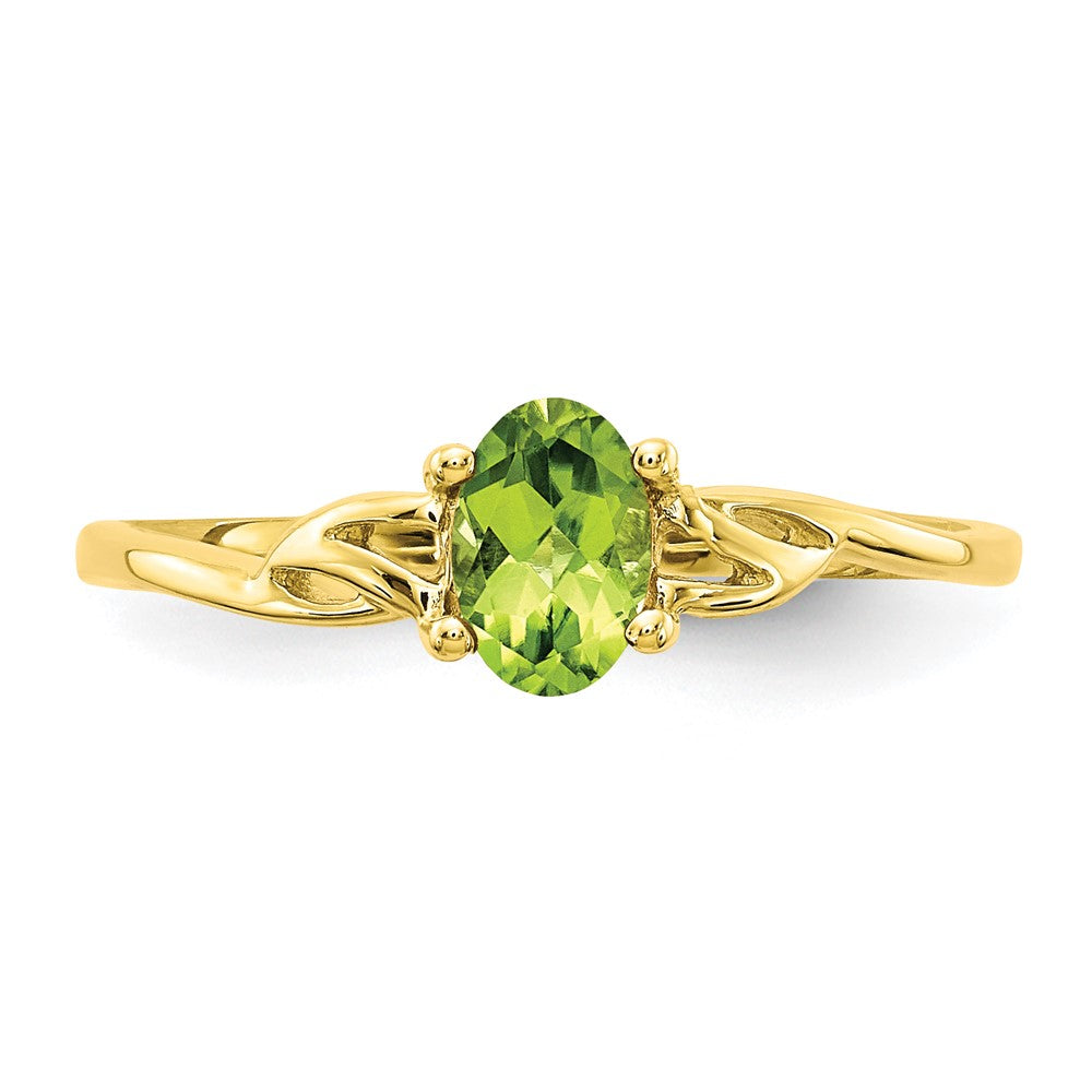 10K Yellow Gold Polished Geniune Peridot Birthstone Ring