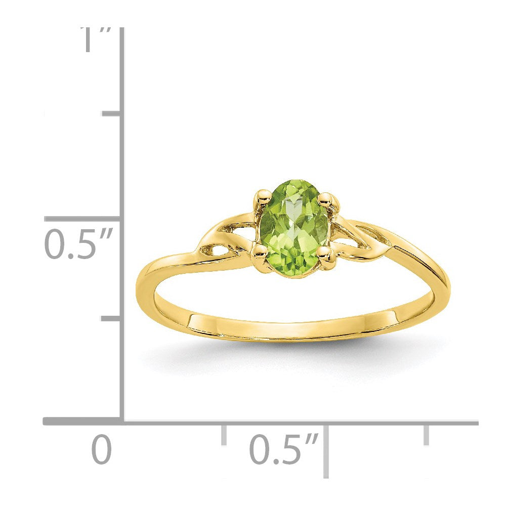 10K Yellow Gold Polished Geniune Peridot Birthstone Ring