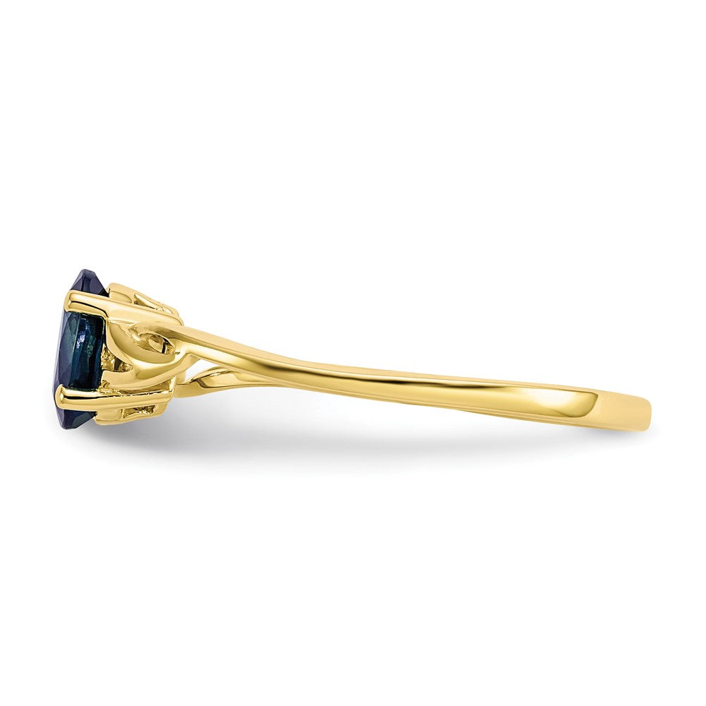 10K Yellow Gold Polished Geniune Sapphire Birthstone Ring