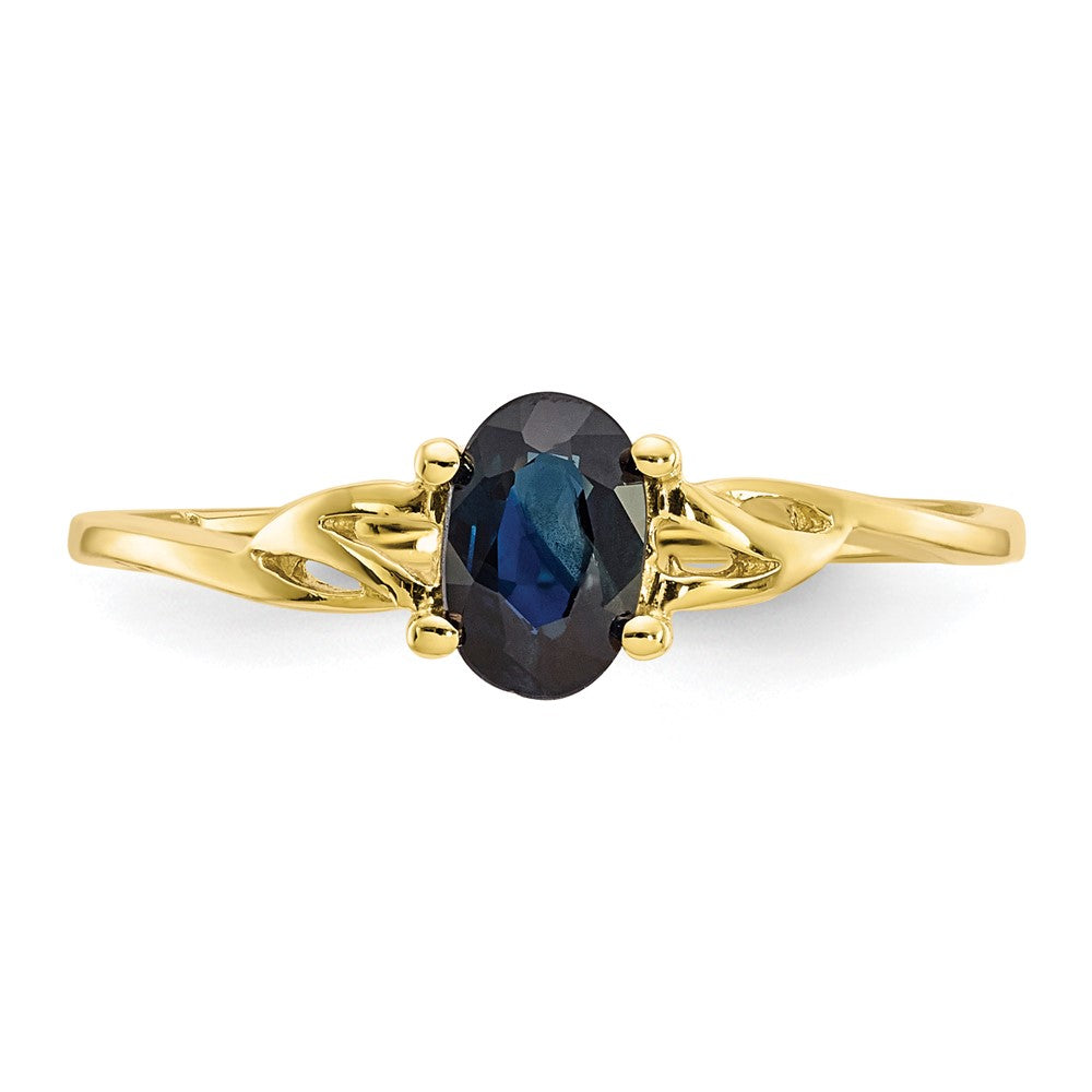 10K Yellow Gold Polished Geniune Sapphire Birthstone Ring