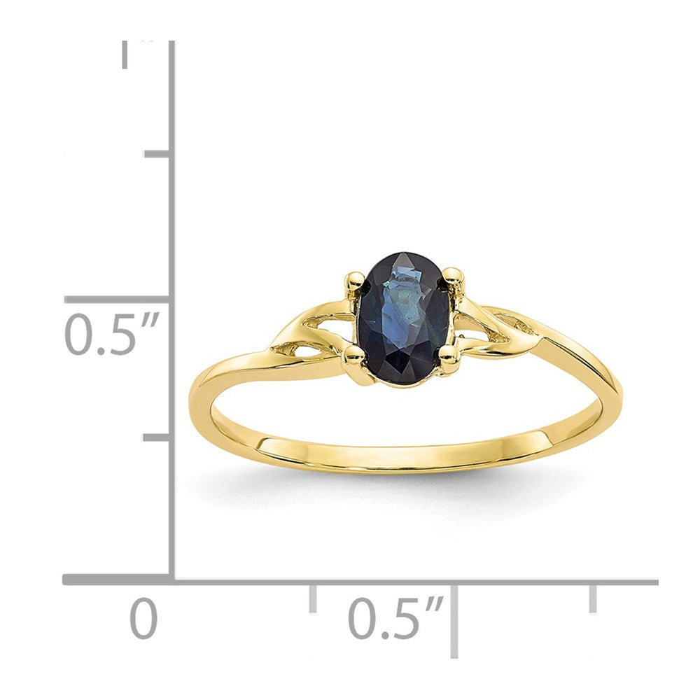 10K Yellow Gold Polished Geniune Sapphire Birthstone Ring