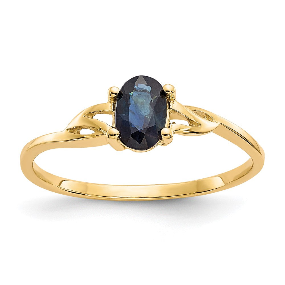 10K Yellow Gold Polished Geniune Sapphire Birthstone Ring