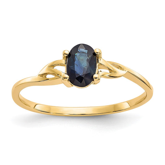 10K Yellow Gold Polished Geniune Sapphire Birthstone Ring