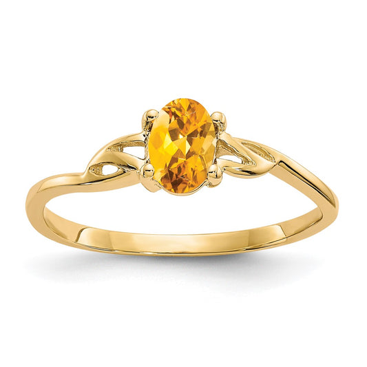 10K Yellow Gold Polished Geniune Citrine Birthstone Ring