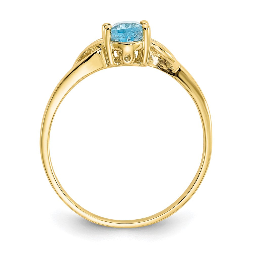 10K Yellow Gold Polished Geniune Blue Topaz Birthstone Ring