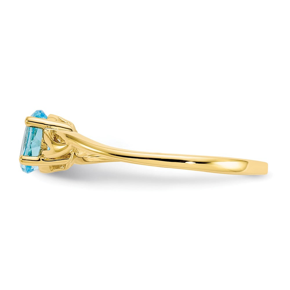 10K Yellow Gold Polished Geniune Blue Topaz Birthstone Ring