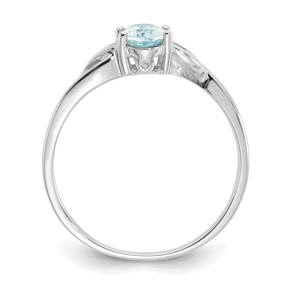 14K White Gold Polished Geniune Aquamarine Birthstone Ring