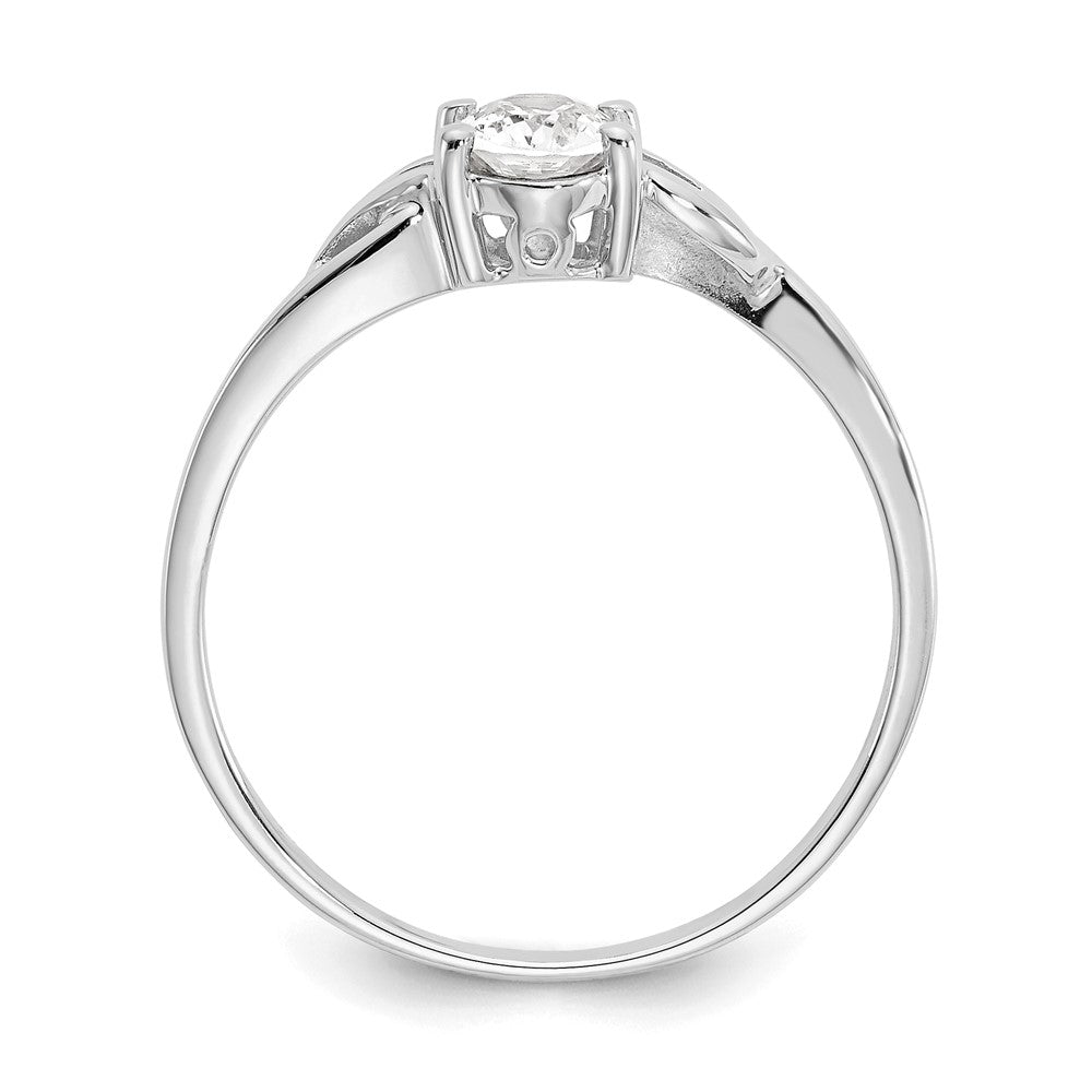 14K White Gold Polished Geniune White Topaz Birthstone Ring