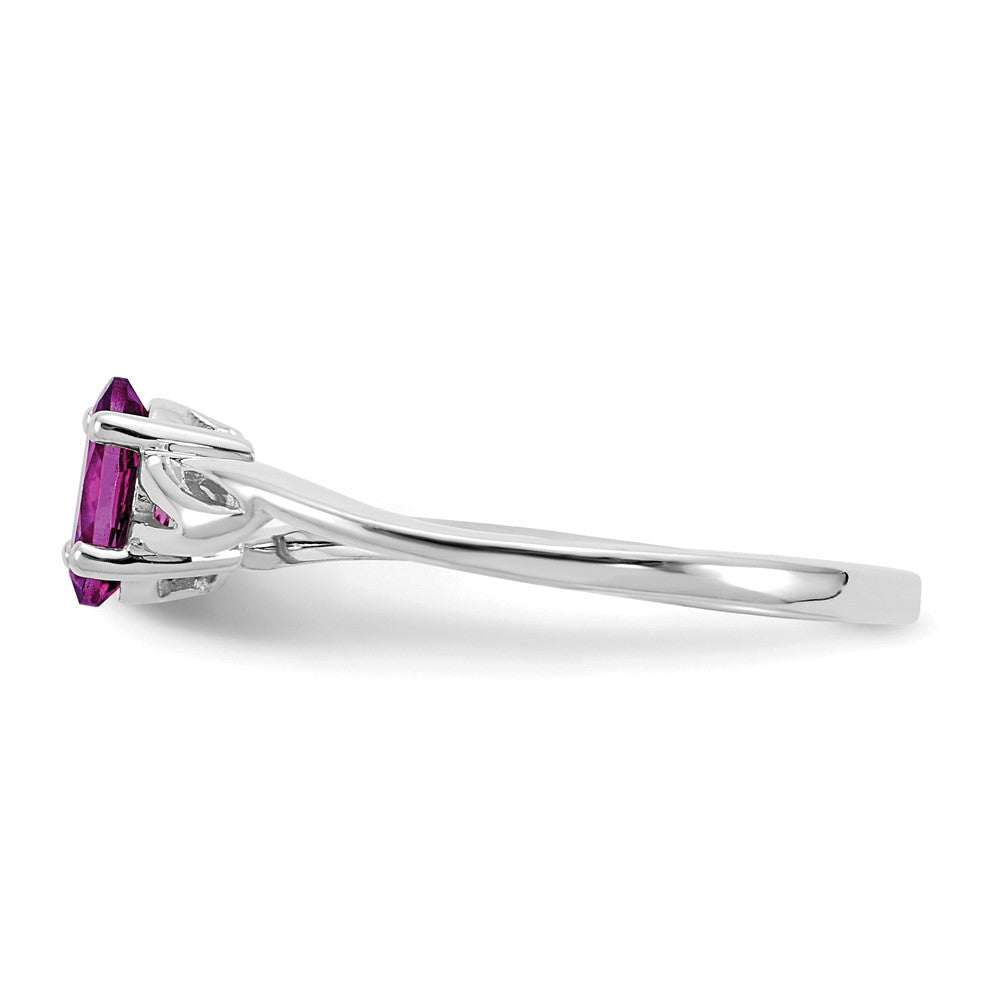 10K White Gold Polished Genuine Rhodolite Garnet Birthstone Ring