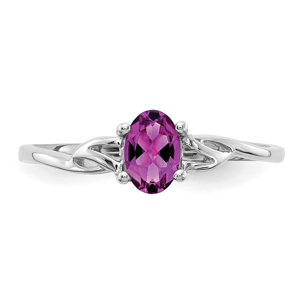 10K White Gold Polished Genuine Rhodolite Garnet Birthstone Ring