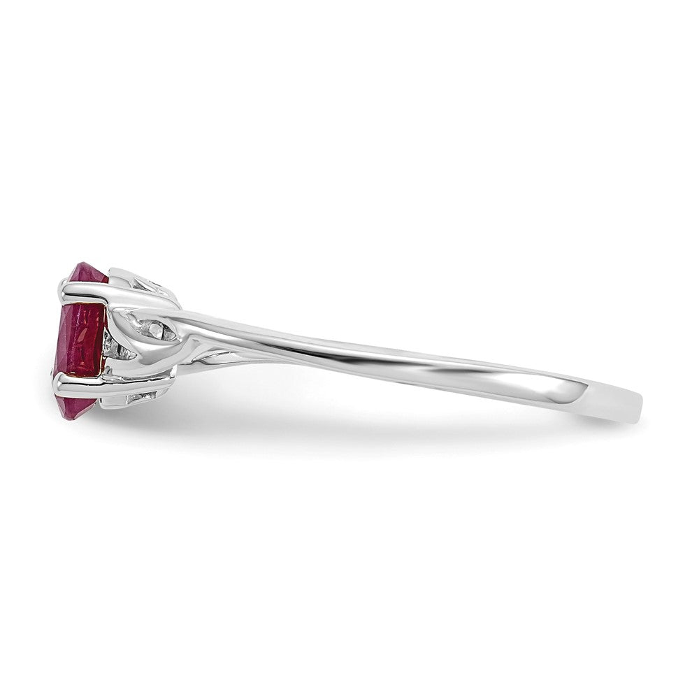 14K White Gold Polished Geniune Ruby Birthstone Ring