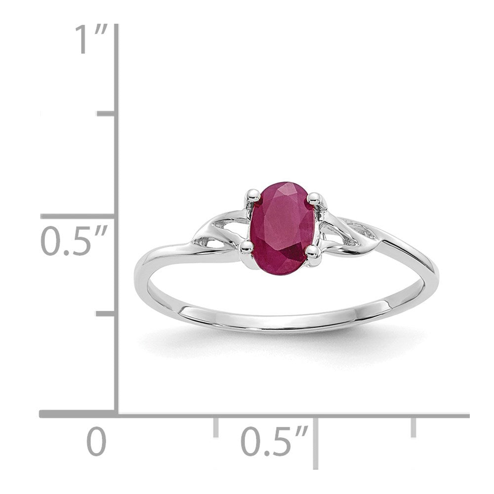 14K White Gold Polished Geniune Ruby Birthstone Ring