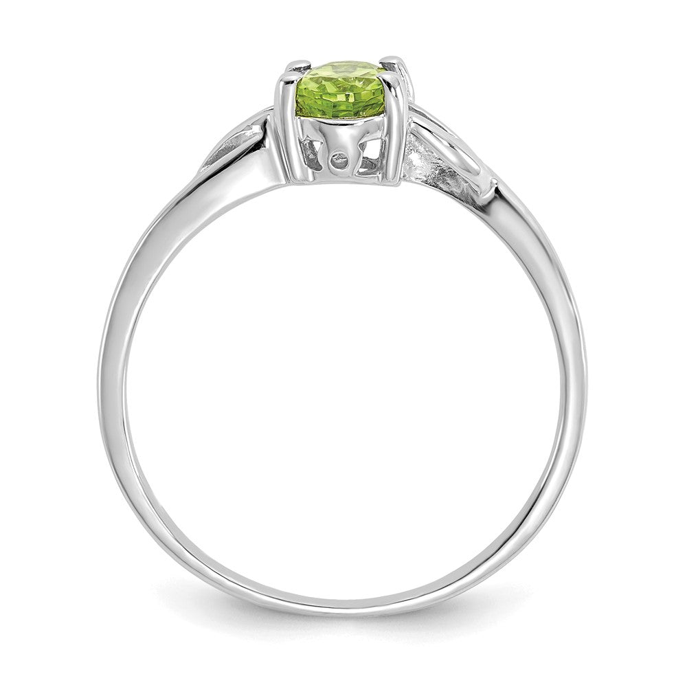 10K White Gold Polished Geniune Peridot Birthstone Ring