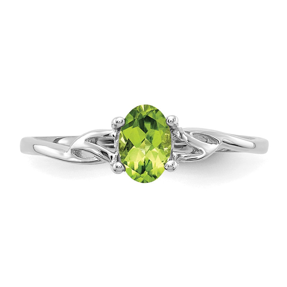 10K White Gold Polished Geniune Peridot Birthstone Ring