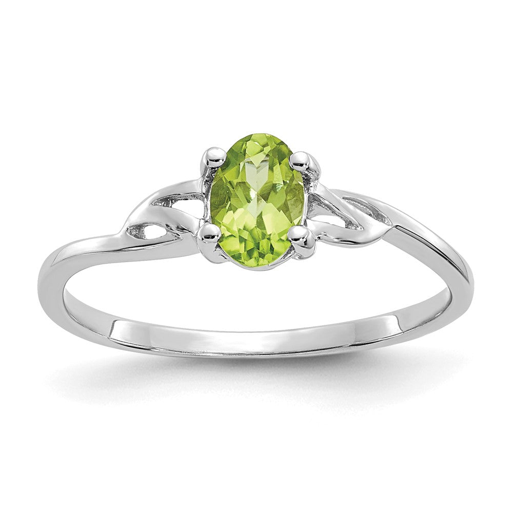 10K White Gold Polished Geniune Peridot Birthstone Ring